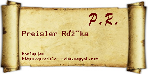 Preisler Réka névjegykártya
